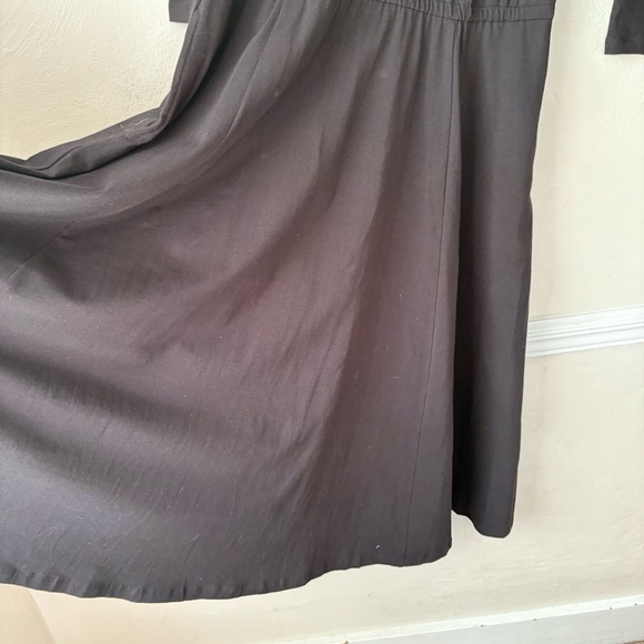 🎁5/$25 eShakti Black 3/4 Sleeve Midi Shirt Dress - Picture 6 of 8